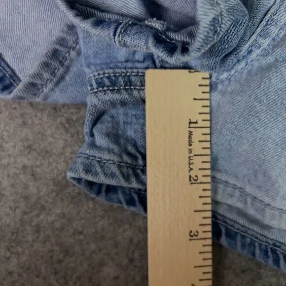 American Eagle Women Shorts 6 Jean Blue Denim Light Mom High Rise Plaid Casual - Picture 4 of 8